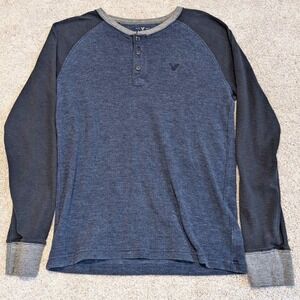 American Eagle Mens Heritage Classic Fit Thermal Henley Long Sleeve Shirt S